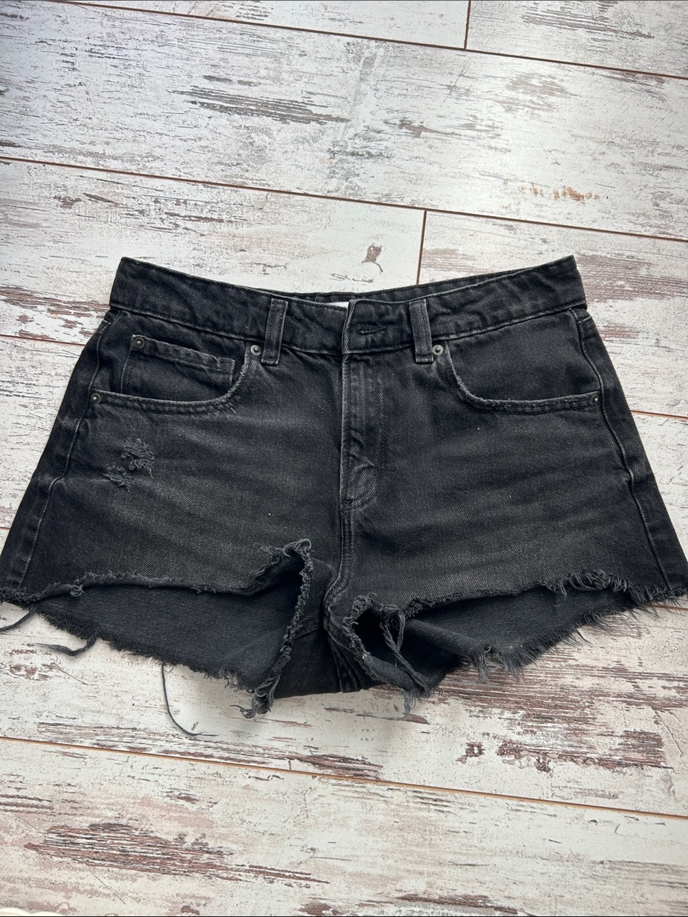 Garage Black Distressed Denim Shorts